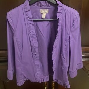 Chico’s purple ruffle jacket